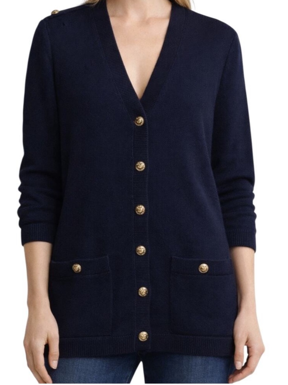 Vintage St. John Black Knit Button-Front Cardigan